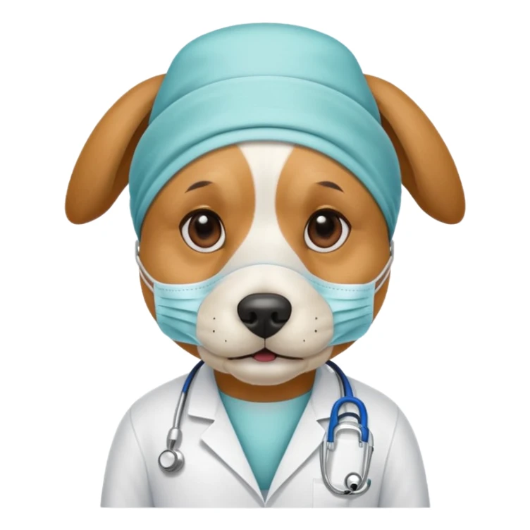 doctor dog wearing medical mask sticker