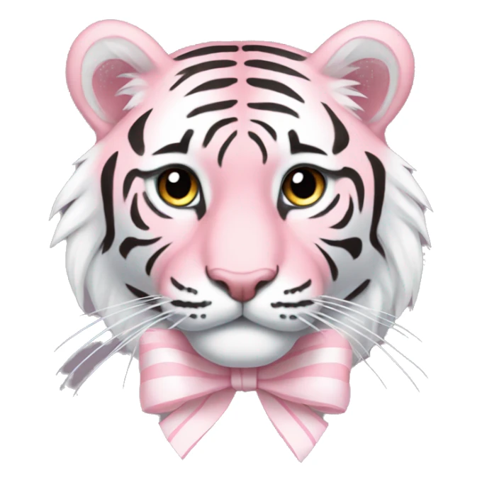 pastel pink tiger with white stripes and white bow sticker