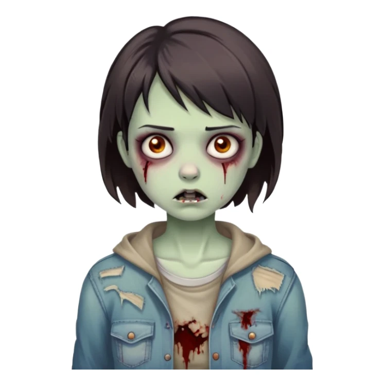 Zombie girl with dark brown short hair sticker