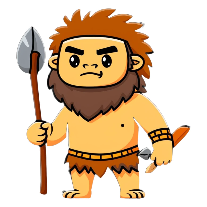caveman with animal fur clothing and a club sticker