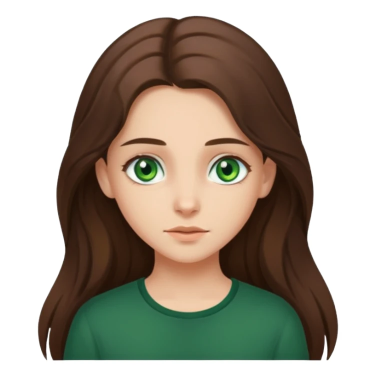 brunnete girl with long hair and lazy green eyes sticker