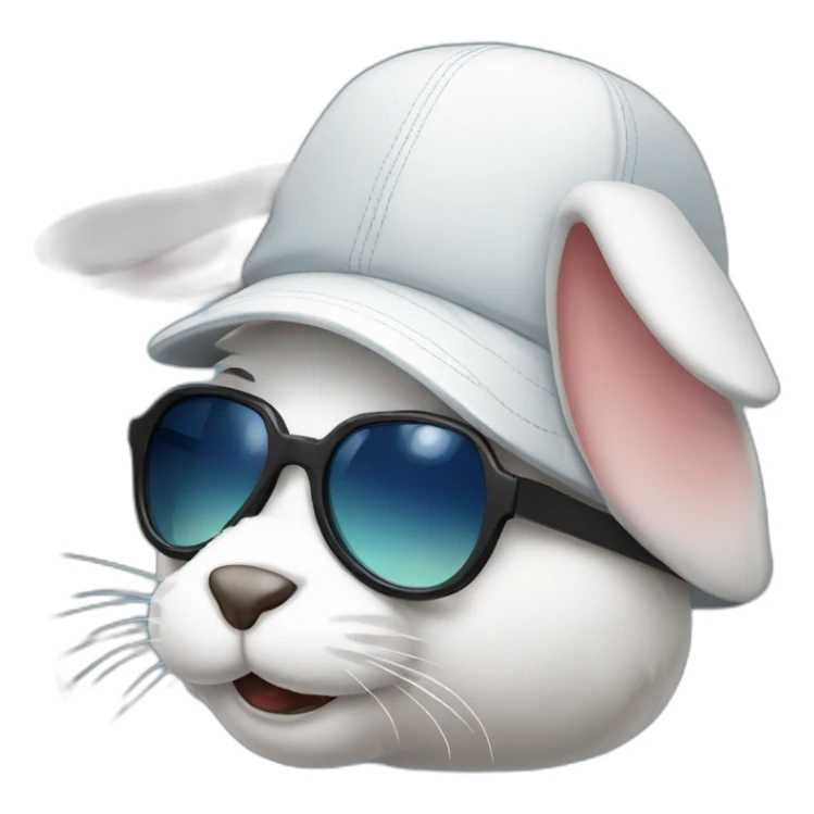 A rabbit in sunglasses and a baseball cap that shows he's famous sticker