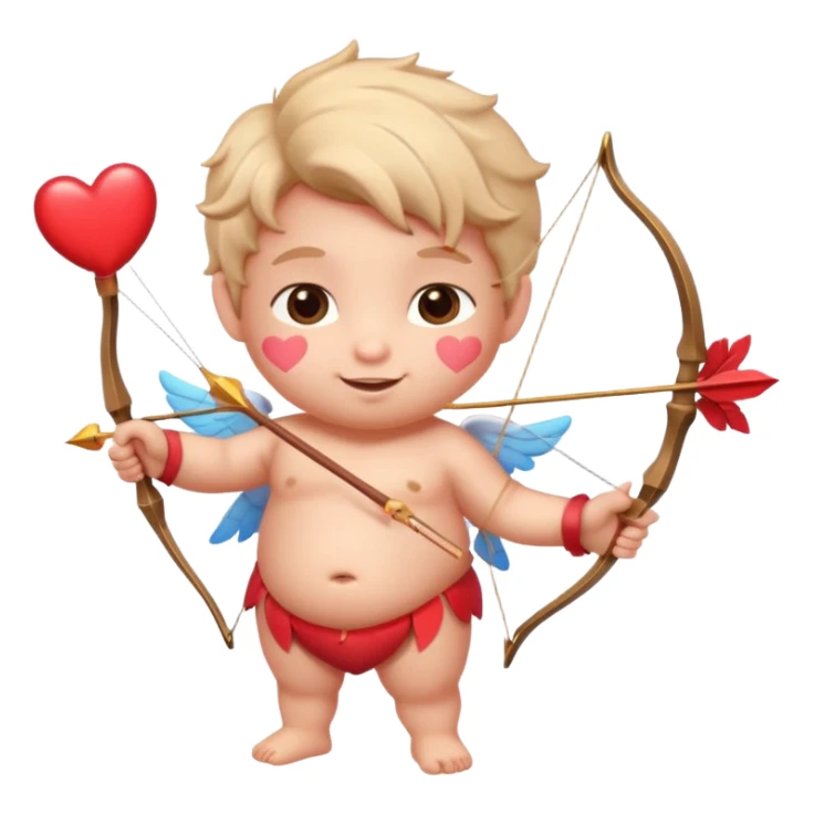 Adorable Cupid with his magical bow and arrow shooting love hearts sticker