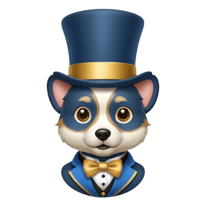 fancy dog with blue hair, wearing hat sticker