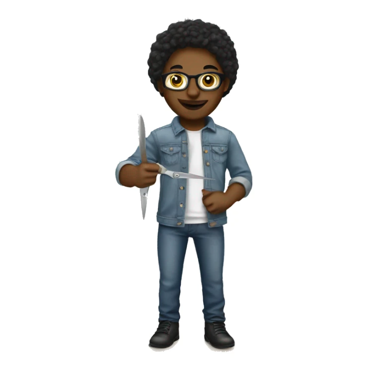 realistic clothing designer with scissors and cloth sticker