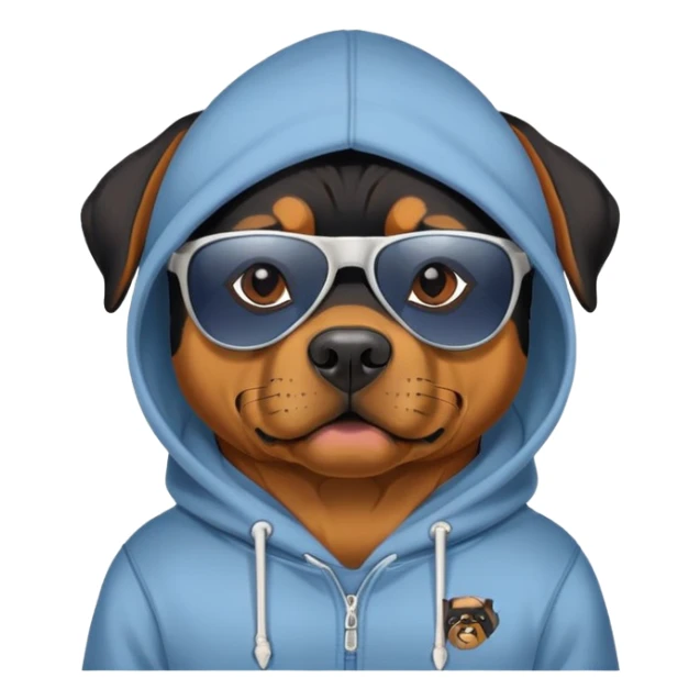 Rottweiler wearing sunglasses and a hoodie  sticker
