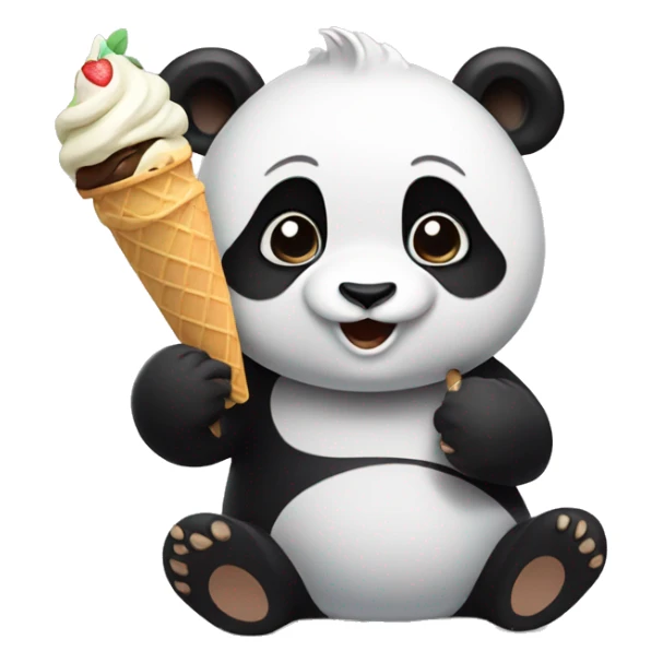 Panda eating ice cream sticker