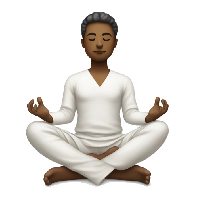 person meditating with crossed legs and white clothes sticker