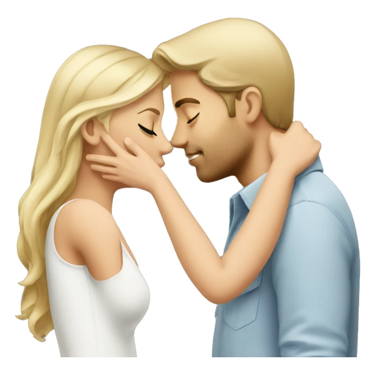 Blond man and brunette woman kissing sticker