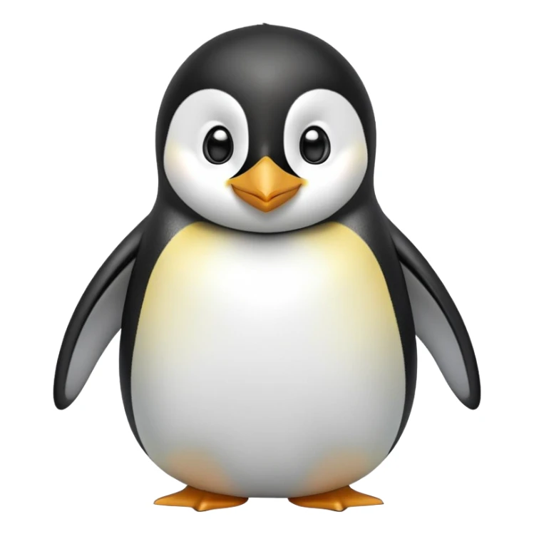 cinematic-cute-emperor-penguin-portrait-emoji,-head-tilted-playfully-and-inquisitively,-with-glossy,-pristine-plumage,-sparkling-eyes-filled-with-curiosity,-simplified-yet-irresistibly-adorable-features, black, large black eyes face, zoomed in sticker
