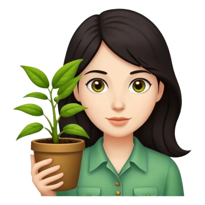 Dark hair plant lady sticker