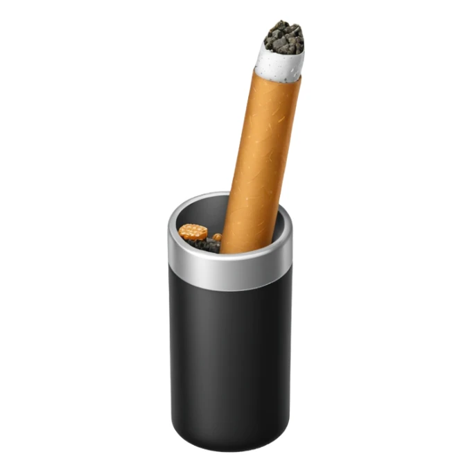 Minimalistic cigarette emoji, metallic black and white sticker