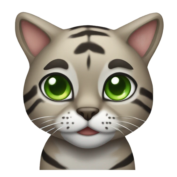 Brown and grey tiger cat with green eyes  sticker
