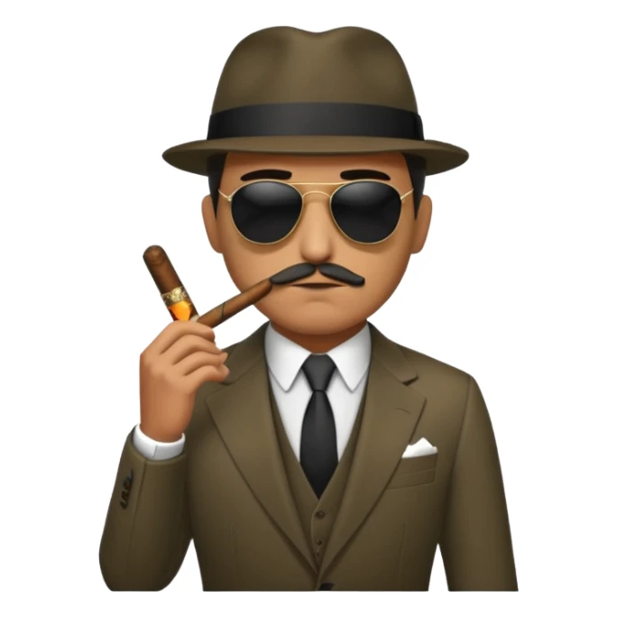 Italian gangster, tailored suit, cigar, dark shades, sticker