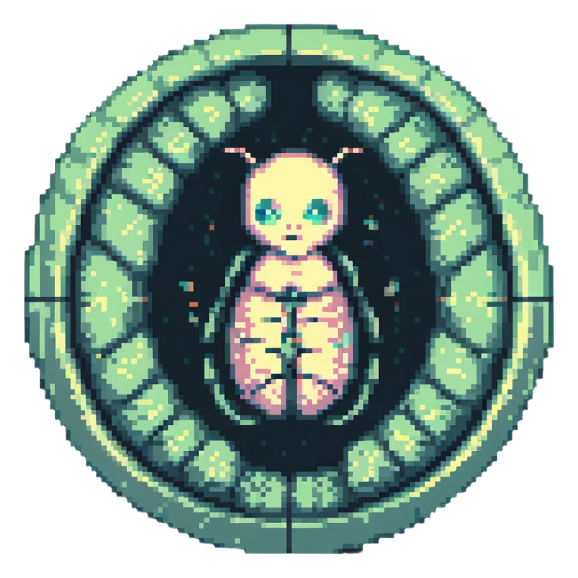 MRI embryo digital fetal small shape in otherworldly bubble, eerie, horror, pupa, crystalis, in-utero sticker