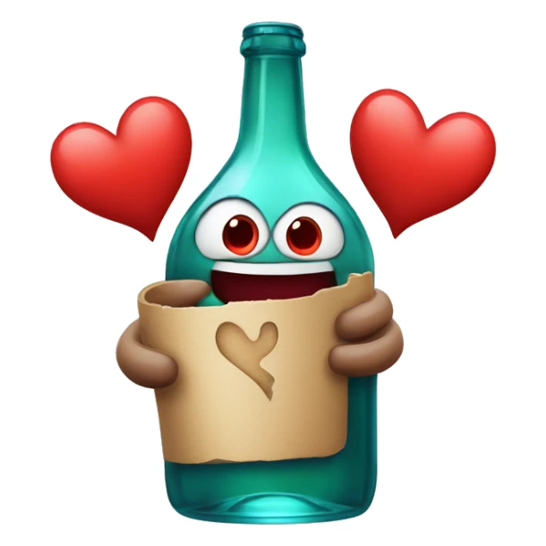 A red heart ❤️ with eyes, a mouth, and hands, tipsy and drunk, holding a bottle, looking wobbly and playful sticker