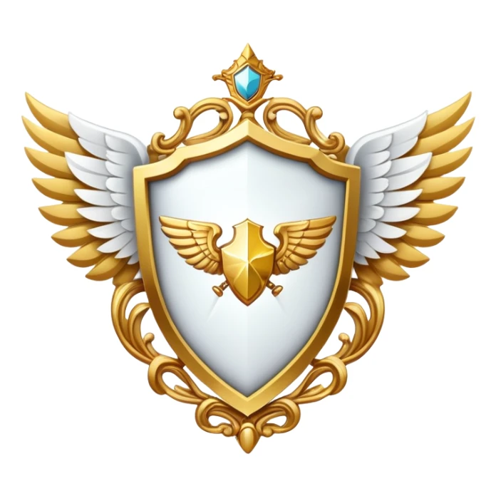 Gold shield with white wings and VIP text in the center sticker