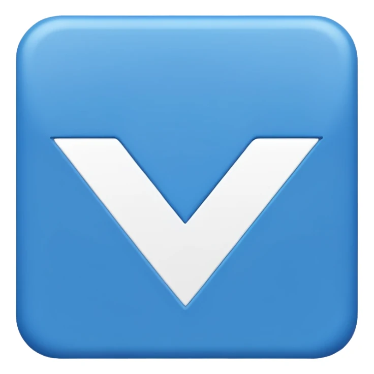 A blue square with a white cartoony checkmark in the middle. The image should be 2d sticker