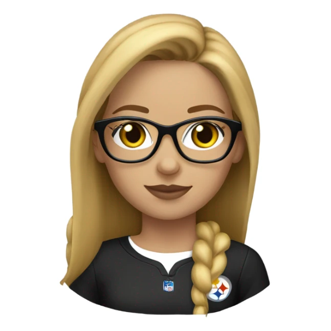 steelers girl medium blonde brown hair freckles and light colored glasses sticker