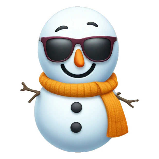 snowman  with sunglasses and vest. Stick arms with bright buttons sticker