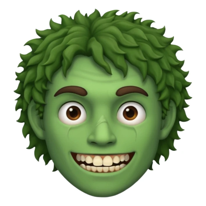 🙎🏻‍♂️com o dente serrado cabelo cacheado de cor de pele Verde com marca de rasgo nas olheiras  sticker