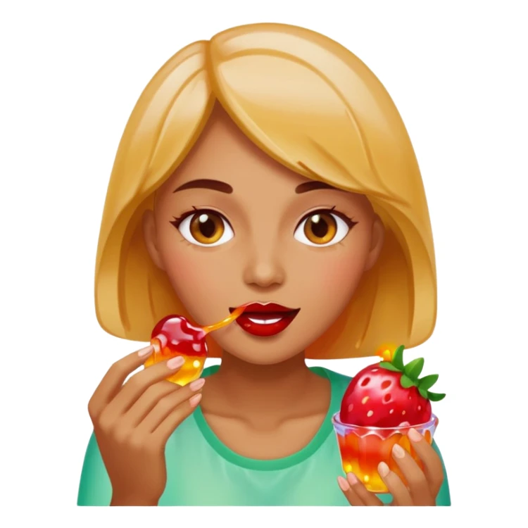 Woman eating yelly sticker