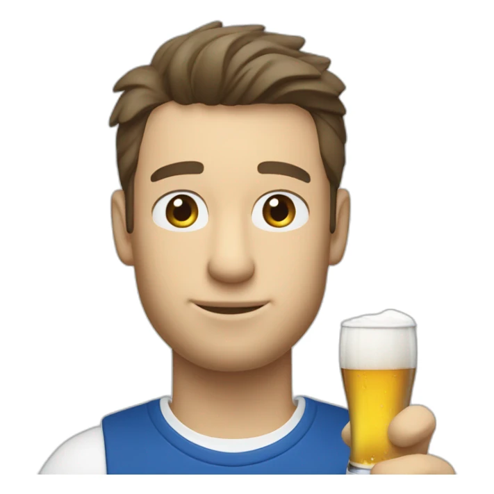 Lacoste white friends man drinking beer with blue polo shirt sticker