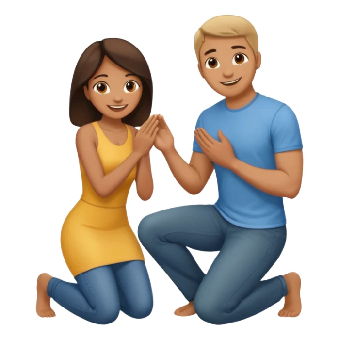 Woman kneeling in front of man sticker