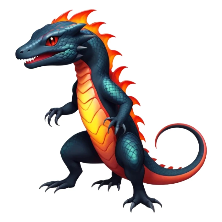 Colorful Dark Shiny Exotic Salandit-Quilava-Fakémon-hybrid-creature (full body)  sticker