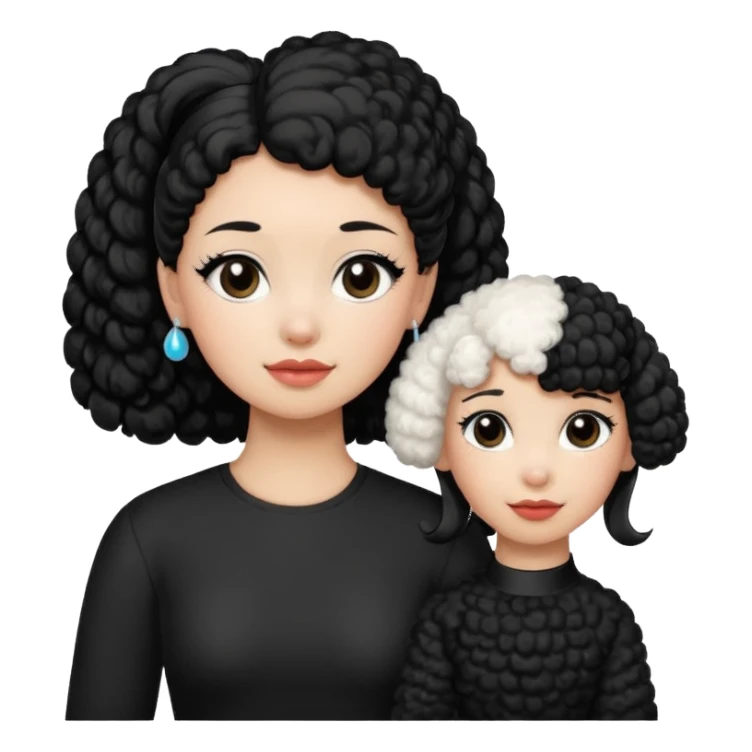 Poodle and Black ponytail girl say goodbye sticker