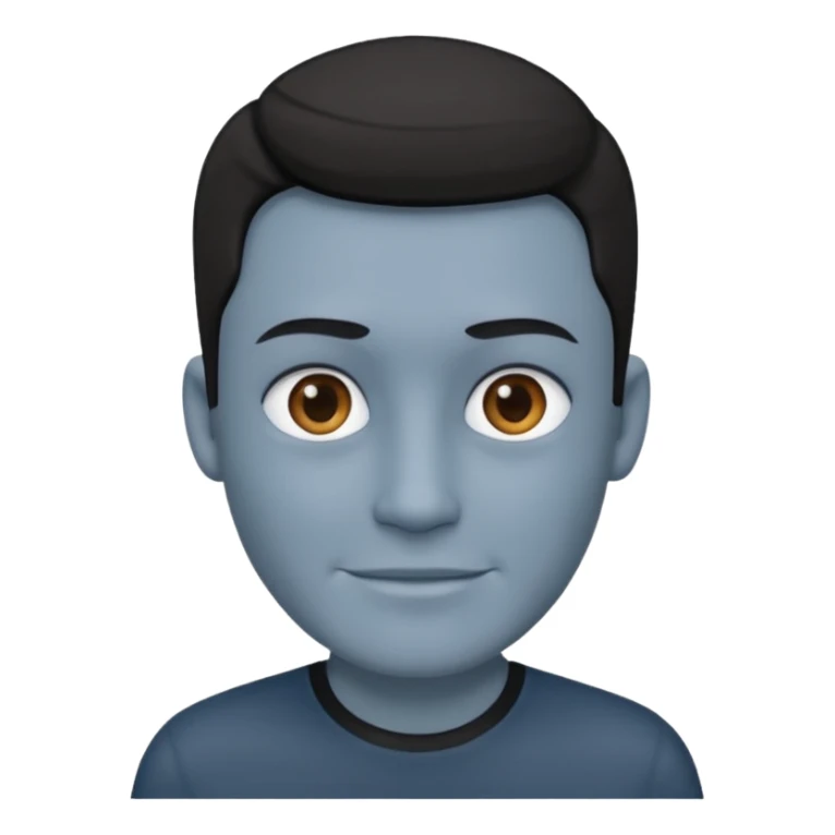 blue grey skin man, wear black shirt sticker