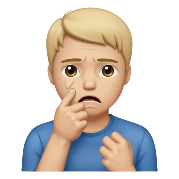 Sob emoji holding fist over mouth sticker