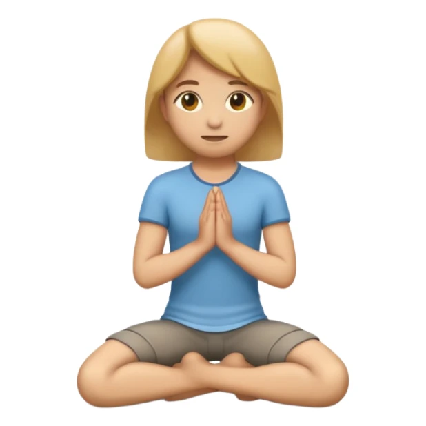 3D emoji style person kneeling, clear posture, centered, soft shadow, white background. sticker
