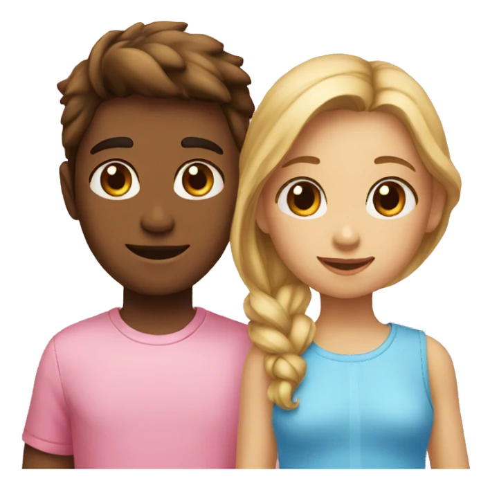 on the left, the girl is pink on the right, the boy is blue sticker