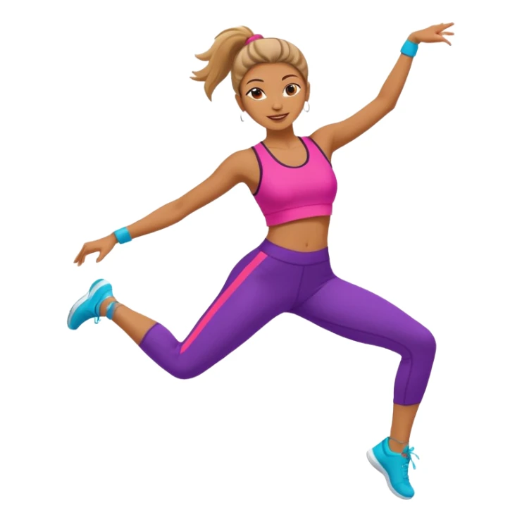 mujer bailando con ropa de ejercicio, estilo alegre, colores vivos sticker