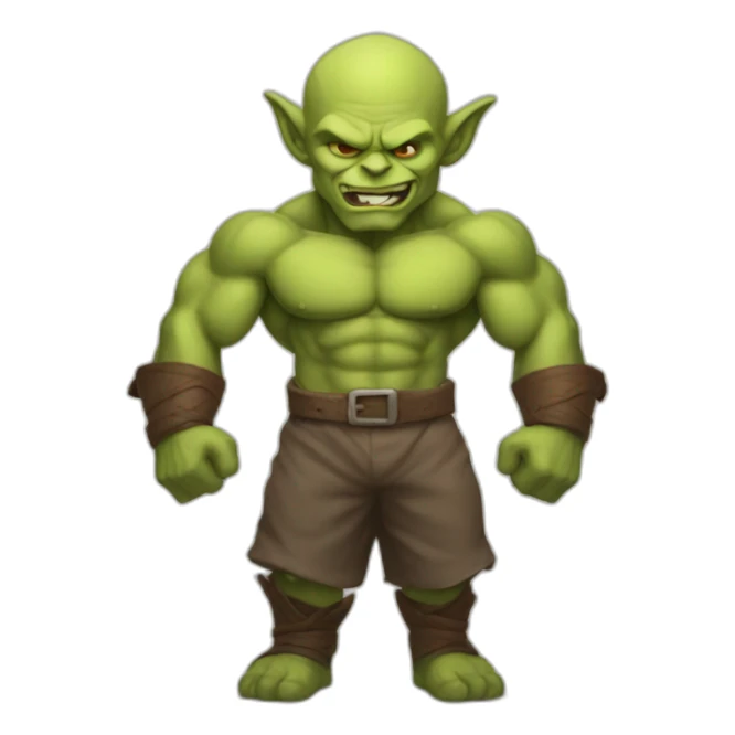 muscular handsome goblin flexing his muscles no hair sticker