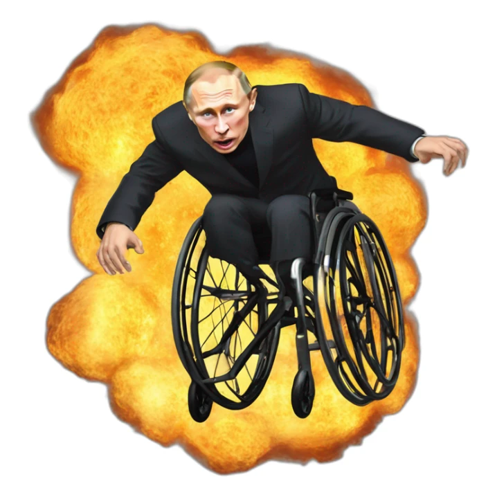 Furious vladimir putin monke wheelchair jumps through fire ring sticker
