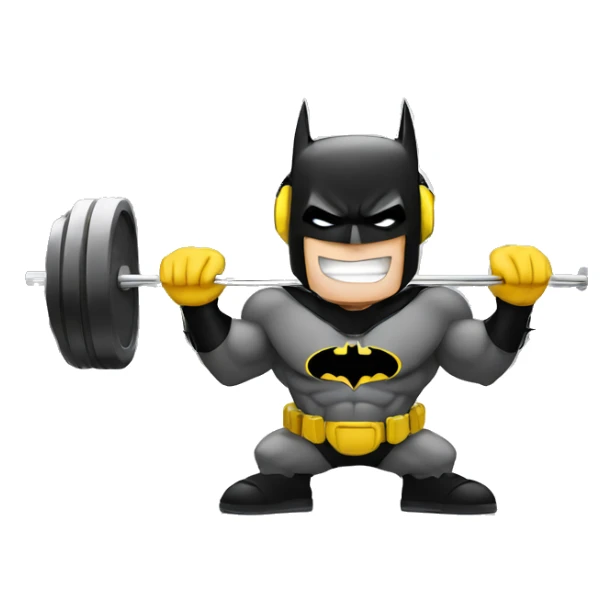 Batman wearing headphone working out in the gym sticker