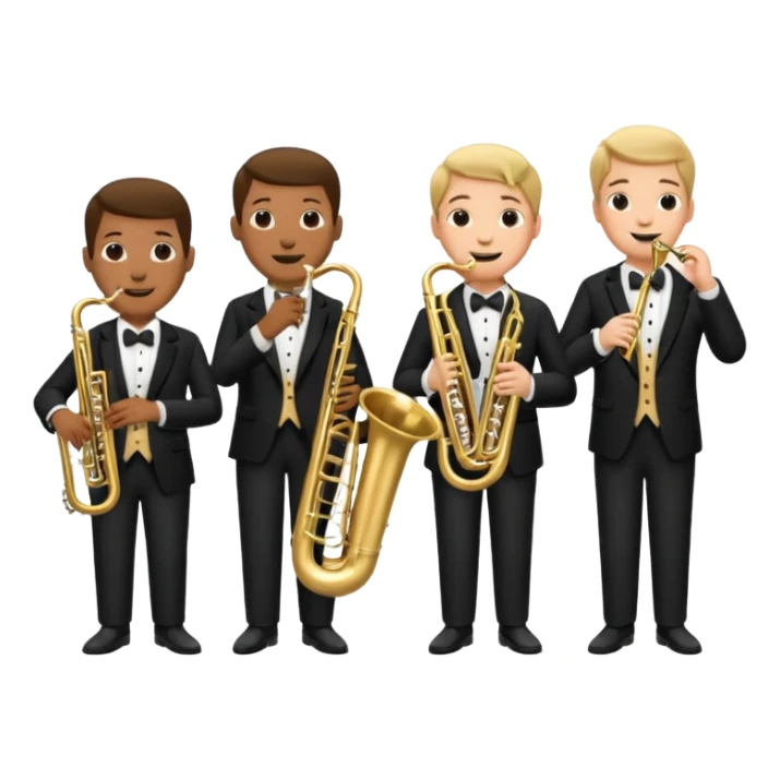 Band members playing tuba, trombone and clarinet  sticker
