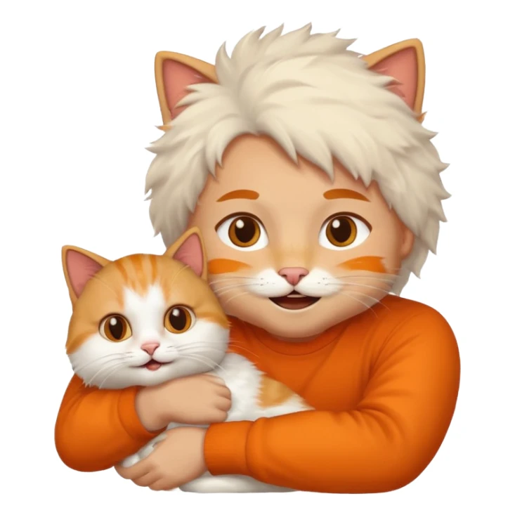 default ios man emoji head, with the body of a cat, not as a head sticker