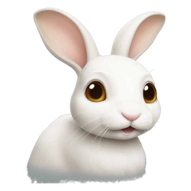 White bunny with half a light brown nose and brown ear  sticker