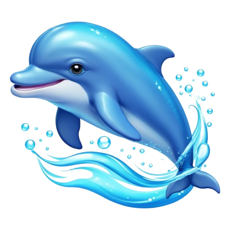Cinematic Adorably Playful Dolphin Portrait Emoji, Bouncing joyfully through sparkling turquoise waves with a sleek, streamlined body of glossy blue skin, a wide, infectious smile, and bright, twinkling eyes that radiate pure delight, Simplified yet charmingly exuberant features, highly detailed, glowing with a radiant, bubbly aquatic glow, high shine, energetic and heartwarming, stylized with an air of whimsical ocean fun, soft glowing outline, capturing the essence of a super cute dolphin that seems ready to leap out of the screen spreading joy! sticker