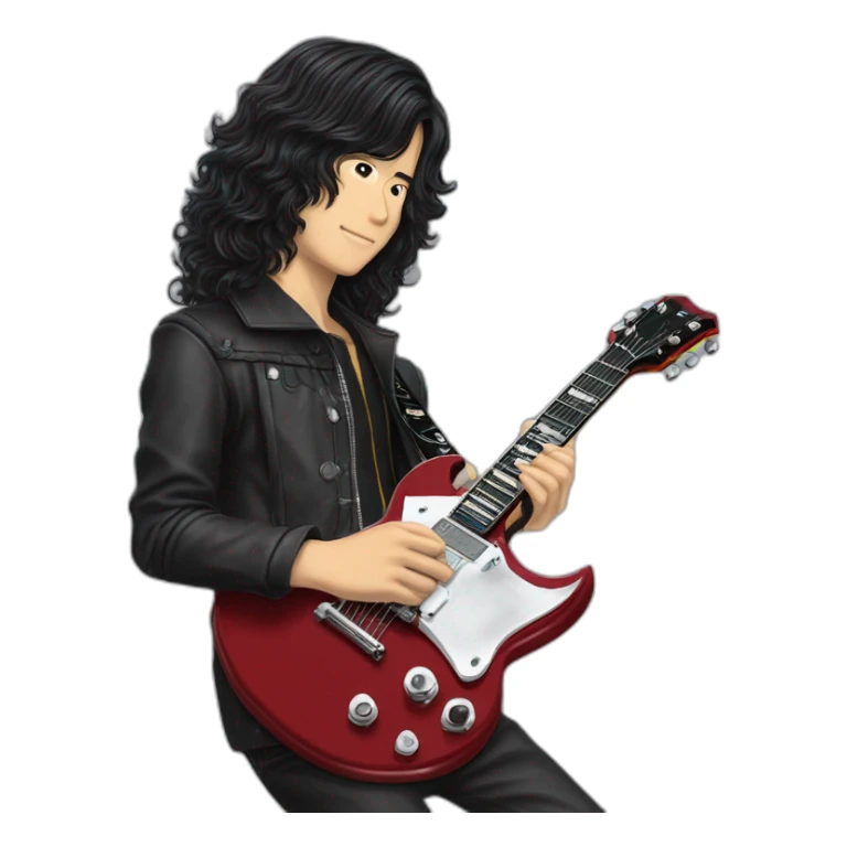 shintaro sakamoto  Permanent Wave long hair with Gibson sg guitar sticker