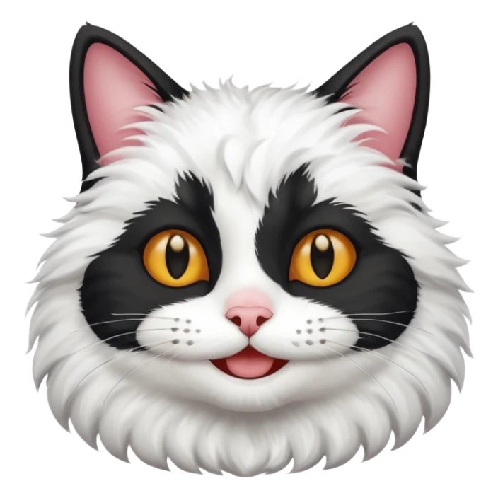 black and white cat with a smile sticker