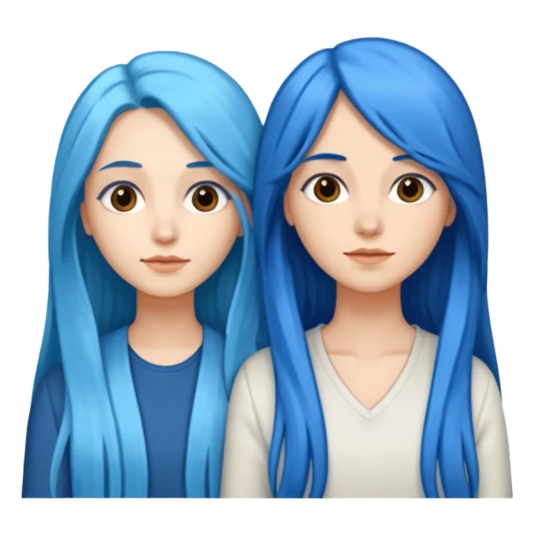 2 women with long blue, brown, and white hair sticker