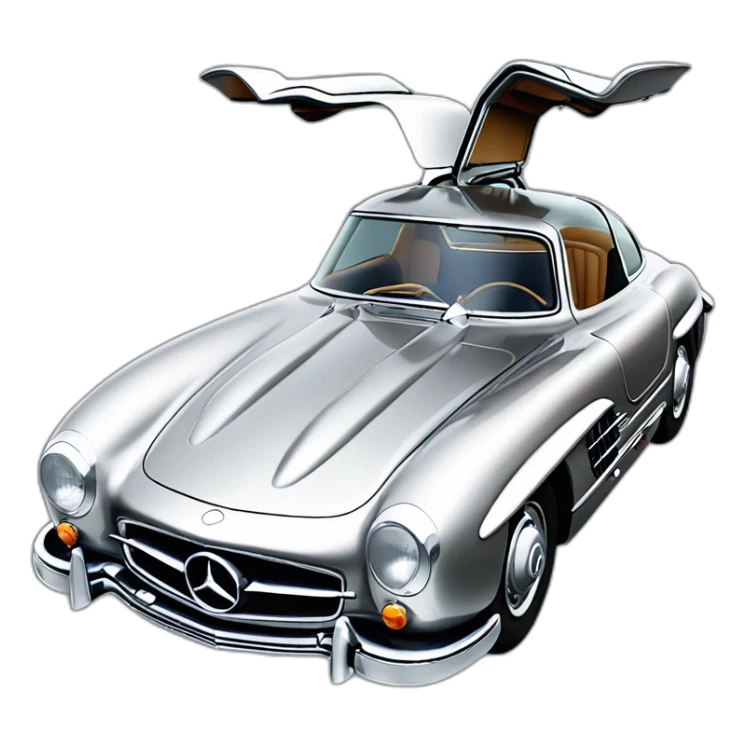 Silver Mercedes 300 sl gull-wing sticker