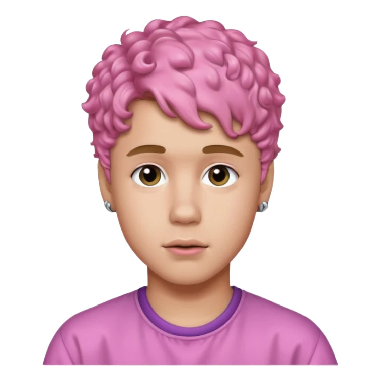 justin bieber with pink short curly hair sticker