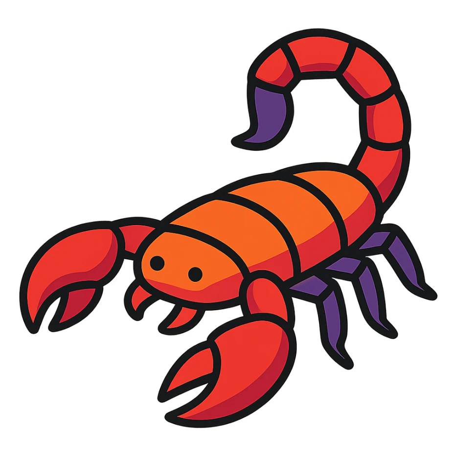 vibrant toon style animated scorpion sticker