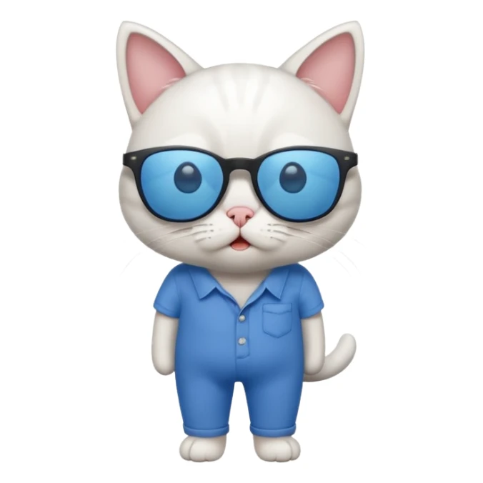 Cat with sunglasses with blue shirt pants and shocked sticker