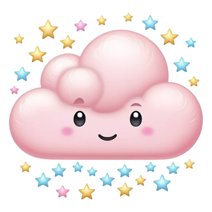 pastel pink fluffy cloud with sparkling stars sticker